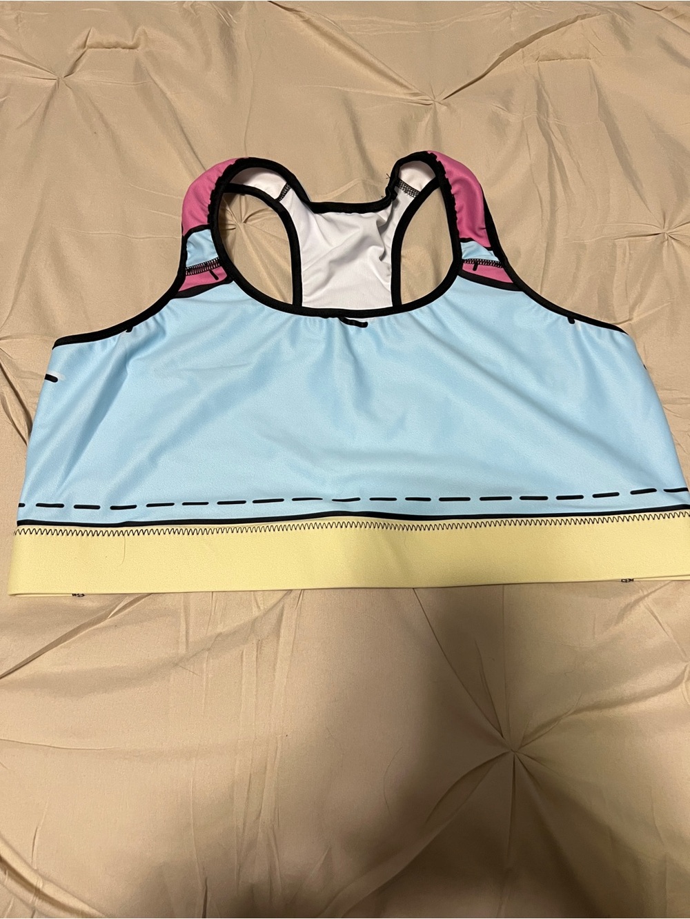 Colorblock Light Blue & Pink Sports Bra - Women's Support